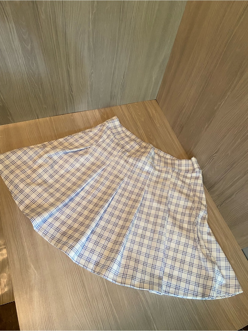 Blue Rain Cream and Blue Plaid Circle Skirt